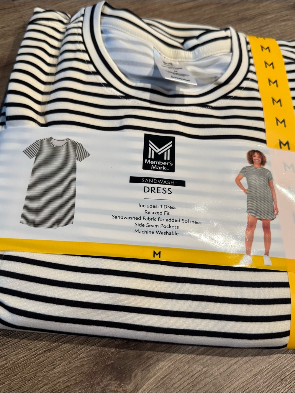 Member's Mark White and Black Striped Sandwash Dress